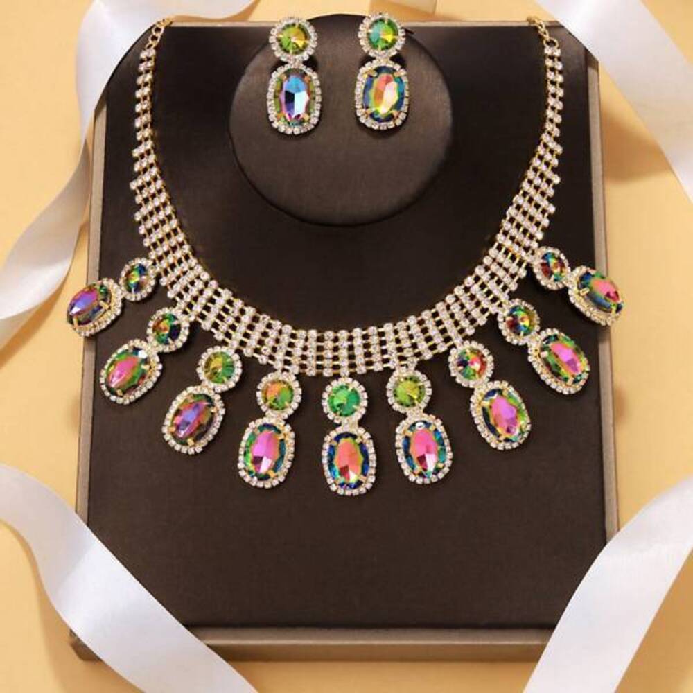 High-End Geometric Jewelry Set: Jewelry Set With Exaggerated Square Minimalist